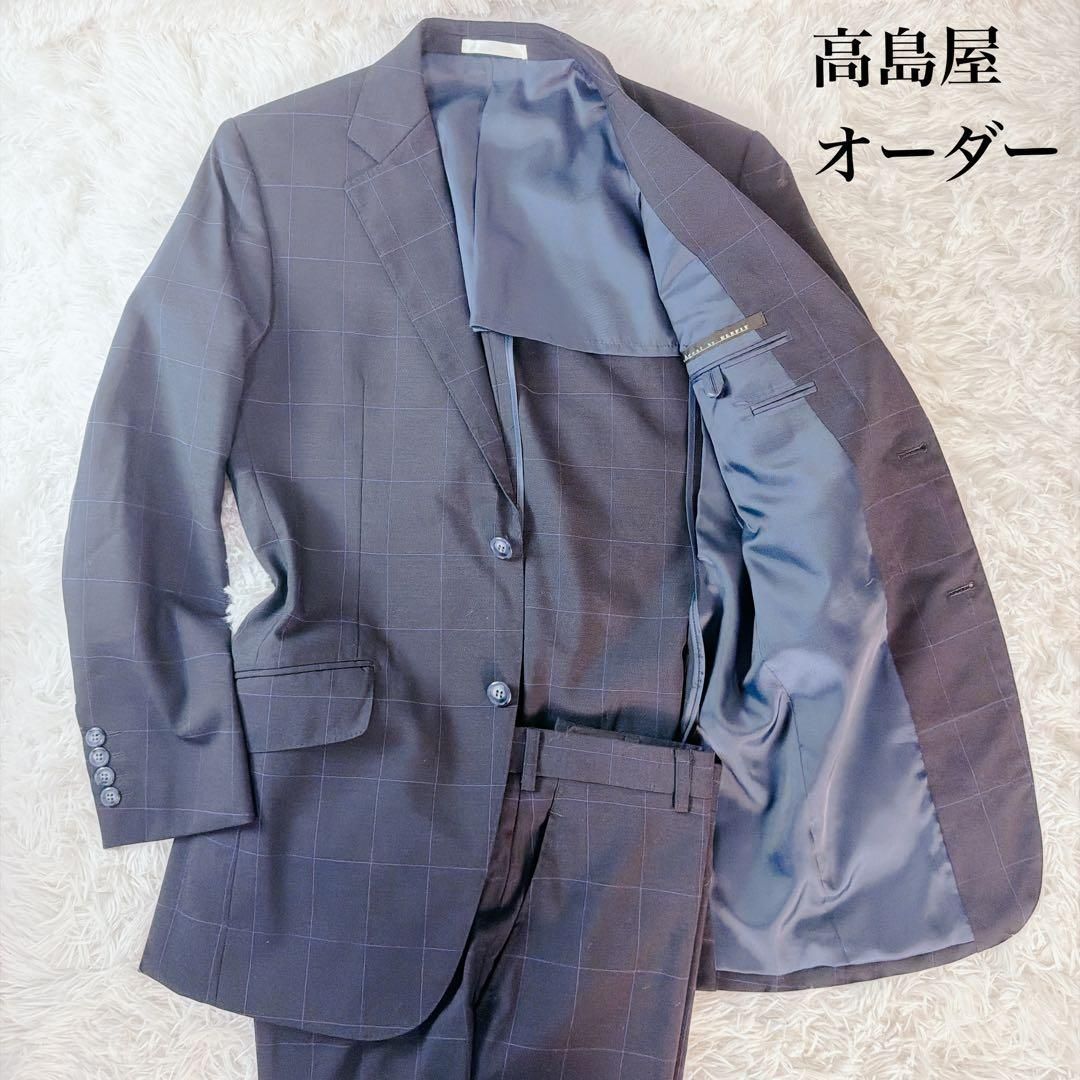 高岛屋 高档 定制西装 套装 深蓝色 背部开衩 商务风