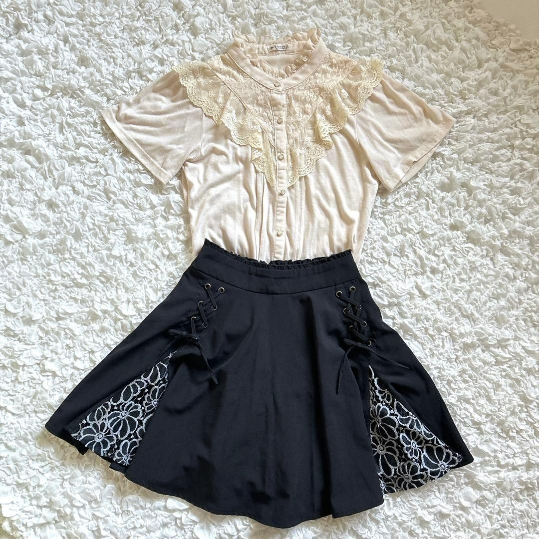 axes femme バレエコア　レース花柄　スカート セット [C20]
