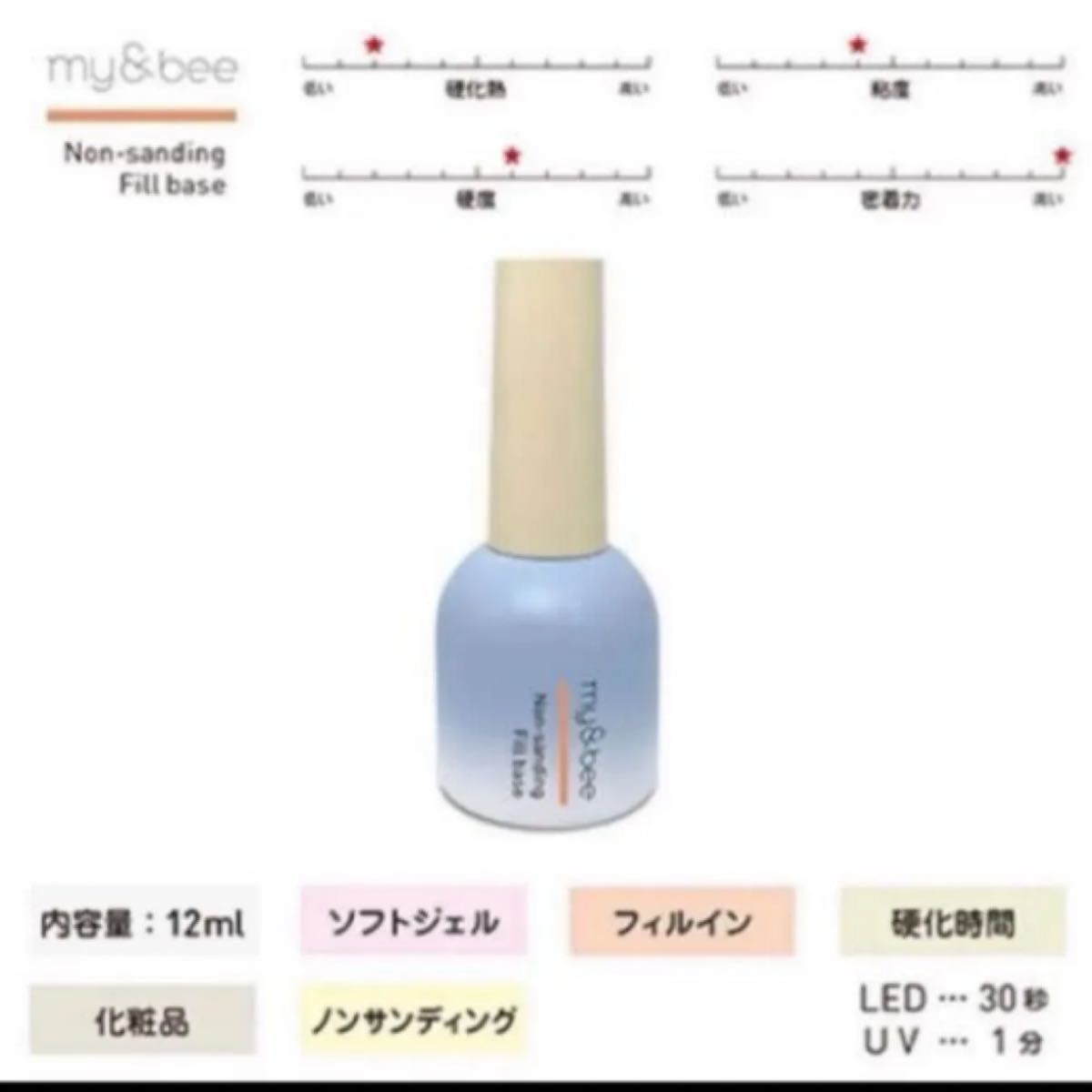 my&bee My Bee Non-Sanding Fill Base，容量12毫升，瓶装