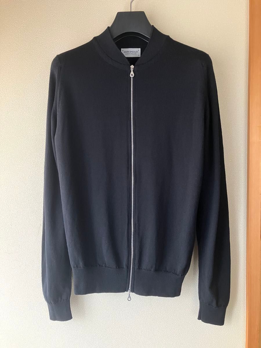 JOHN SMEDLEY 羊毛拉链针织开衫 黑色 M