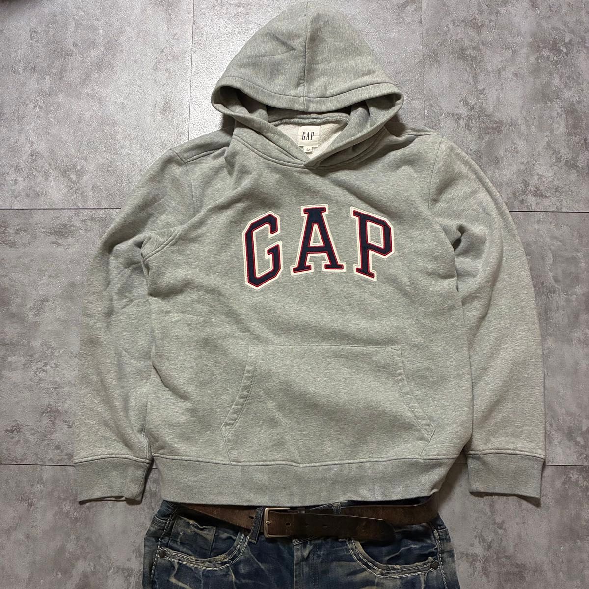 90年代~ OLD GAP 套头衫 褪色拱形标志 灰色 Y2K 连帽卫衣 L