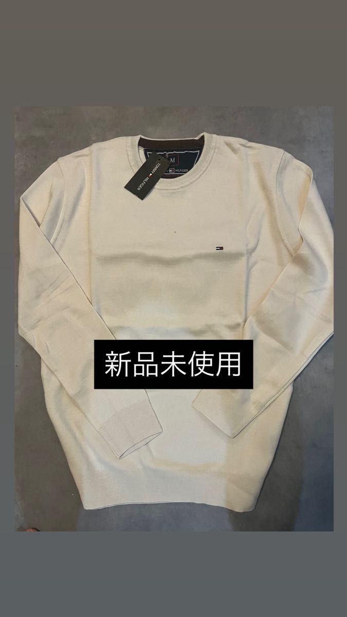 TOMMY HILFIGER 针织毛衣 白色 男士 M码 高尔夫